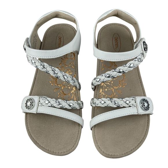 Aetrex Jillian Women’s Sandals Size 8 White Leather Strappy Slingback Comfort - Picture 2 of 11